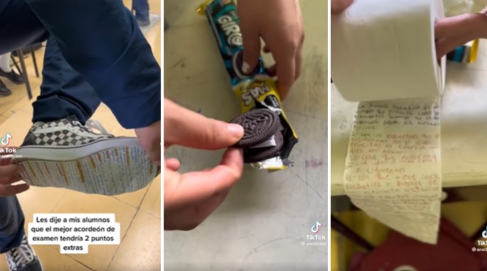 Profesora dio puntos extra en nota al estudiante que mejor estrategia tuviera para copiar exámenes