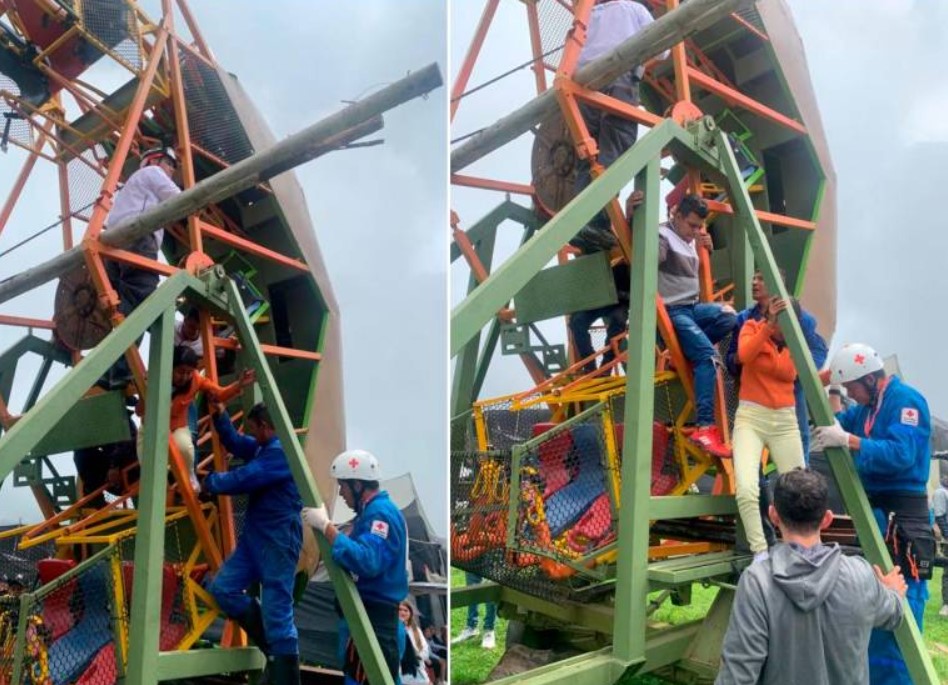 Falla mecánica en juego de parque de diversiones en Bojacá deja dos personas lesionadas