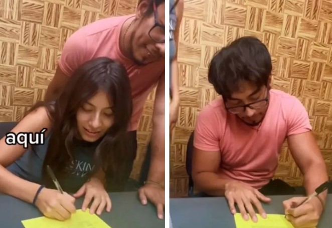 Pareja firma contrato contra la infidelidad