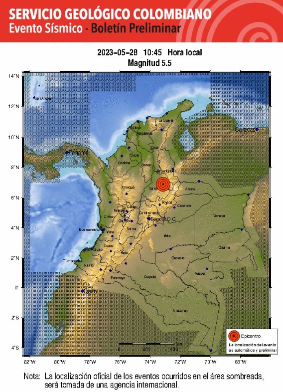 Sismo de 5.7 sacude Bogotá y sus alrededores