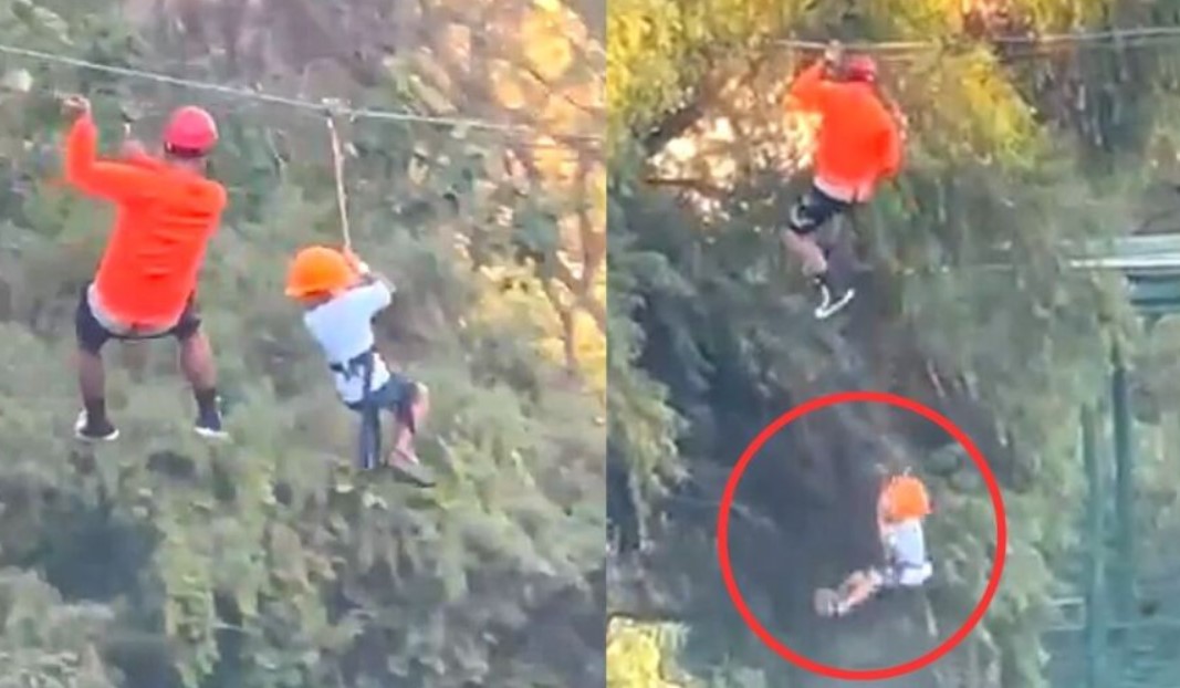 Niño cae 12 metros al romperse el arnés de una tirolesa
