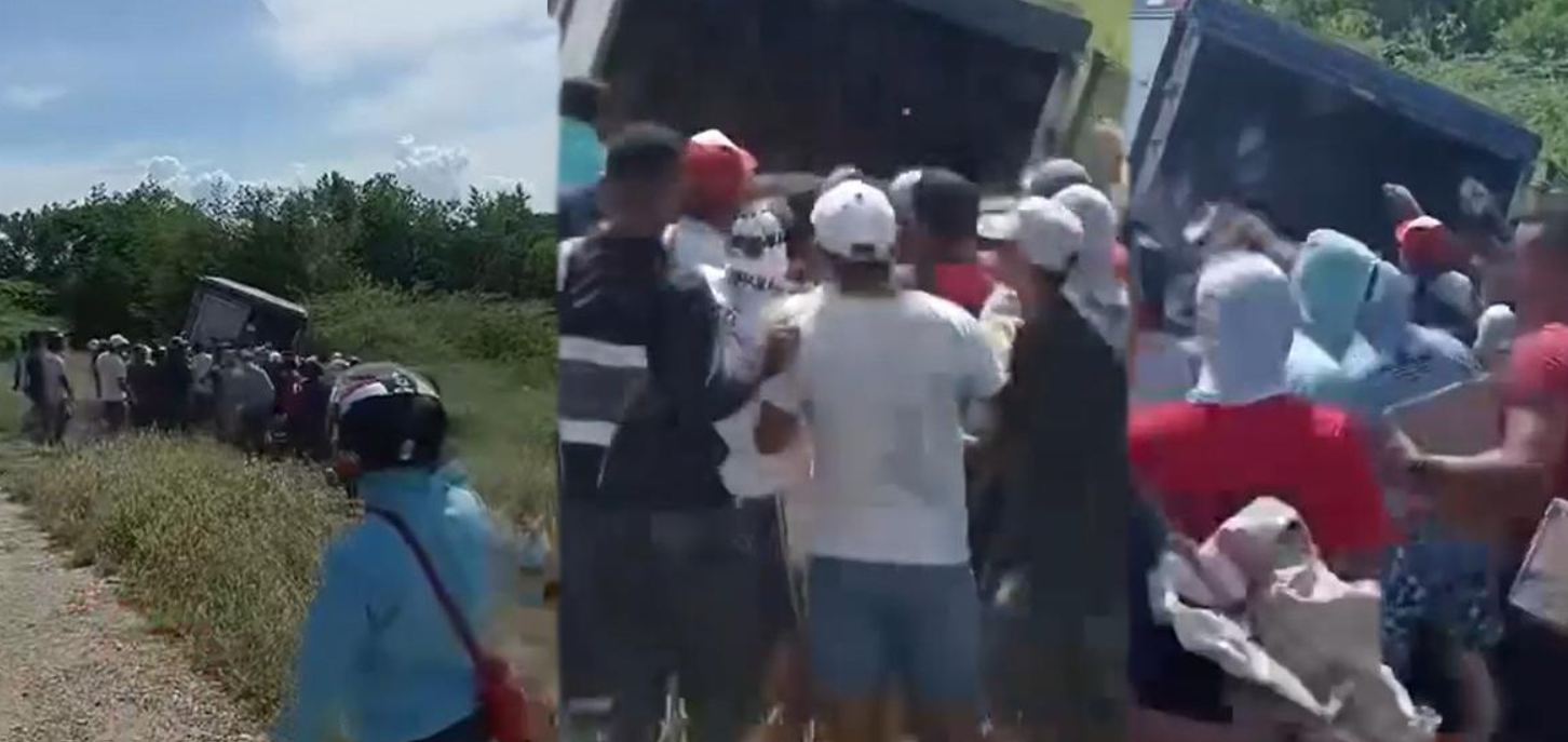 Saquean camión con medicamentos tras volcar en Tasajera, Magdalena