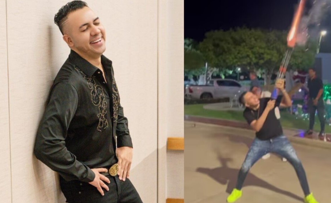 Cantante vallenato Diego Daza duramente criticado por quema de pólvora en año nuevo