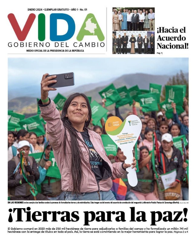 Lista primera edición de "Vida", el periódico oficial del gobierno Petro