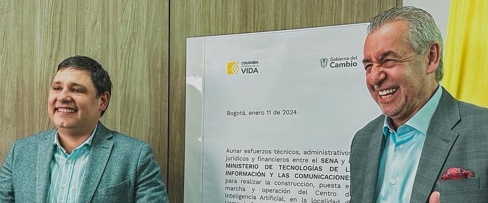 Ministro TIC, Mauricio Lizcano, y el director del Sena, Jorge Eduardo Londoño. Foto: mintic