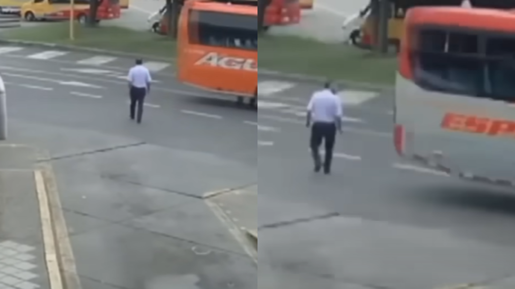 Momento en que el conductor es impactado por la unidad de transporte. Foto: tropicanafm