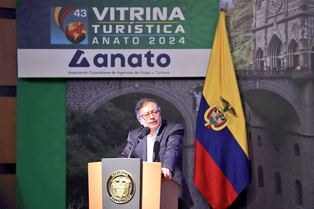 El presidente de Colombia, Gustavo Petro, en su intervención en Anato Foto: X @AnatoNacional