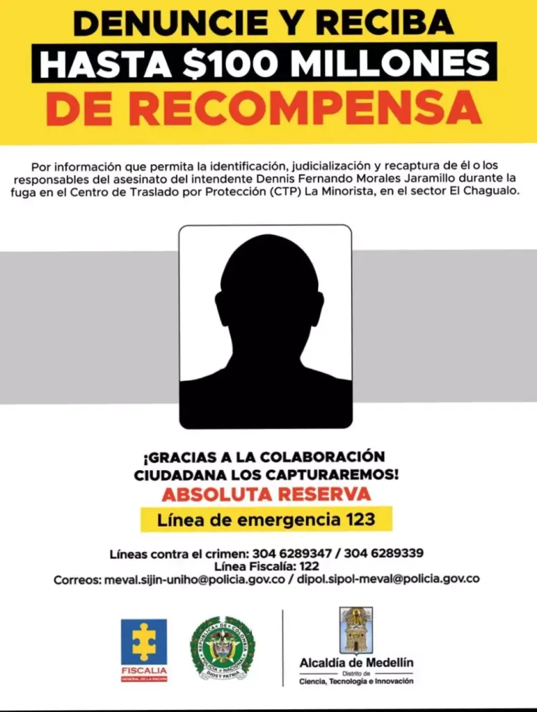 Recompensa por información. Foto: El Colombiano.