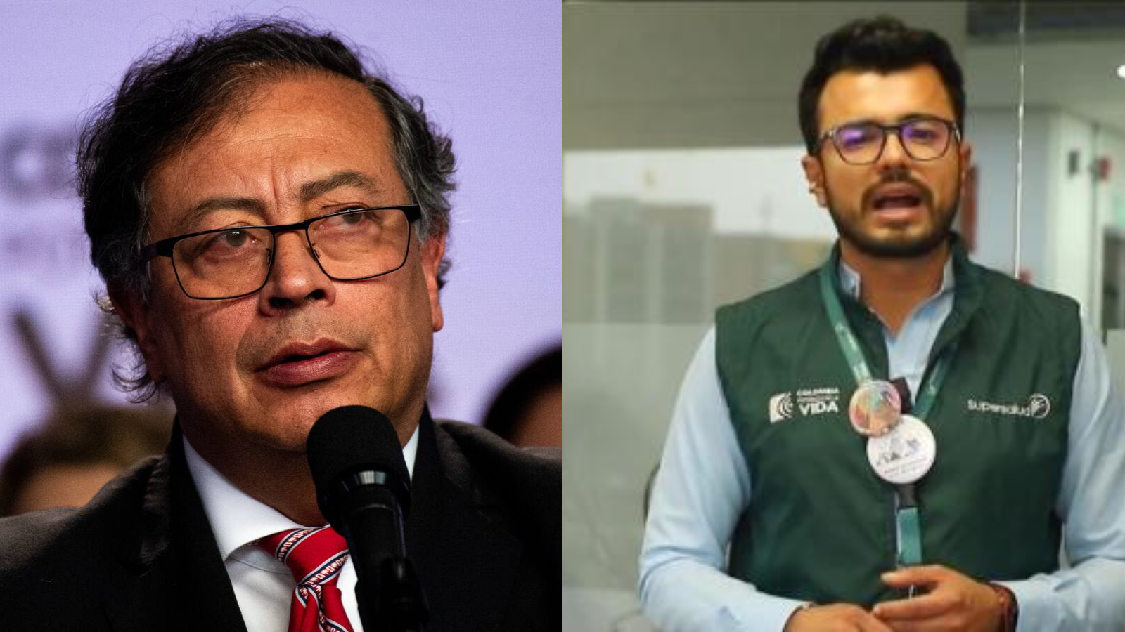 Presidente de Colombia, Gustavo Petro, y el superintendente de Salud, Luis Carlos. Foto: Montaje Paragrafo