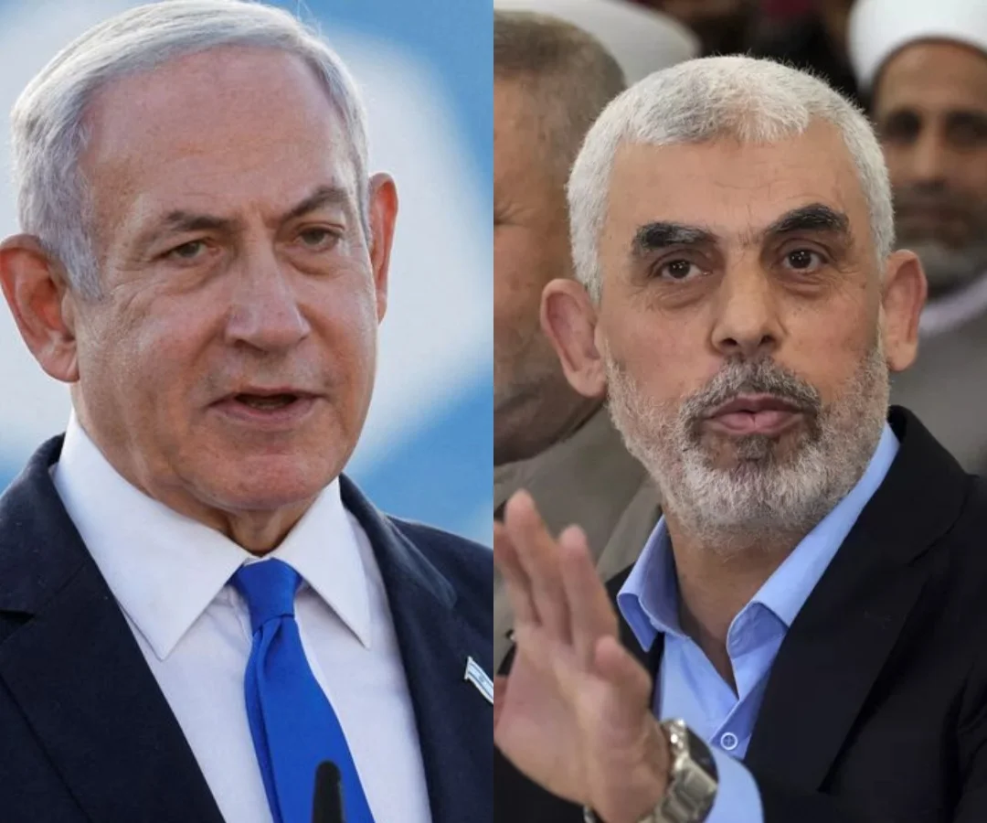 El primer ministro israelí, Benjamín Netanyahu y el líder de Hamás, Yahya Sinwar. Foto: Reuters