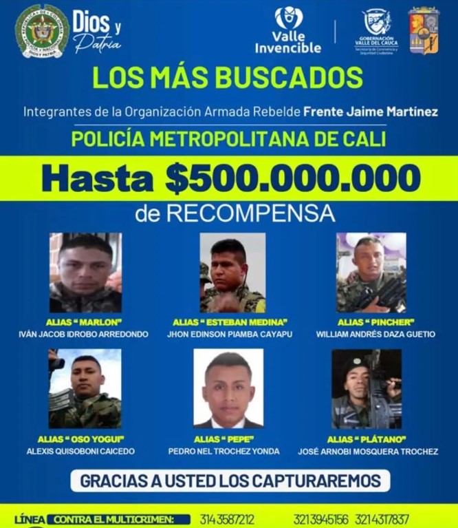 ¿Quiénes son los cabecillas de las Disidencias por los ofrecen 500 millones de pesos?