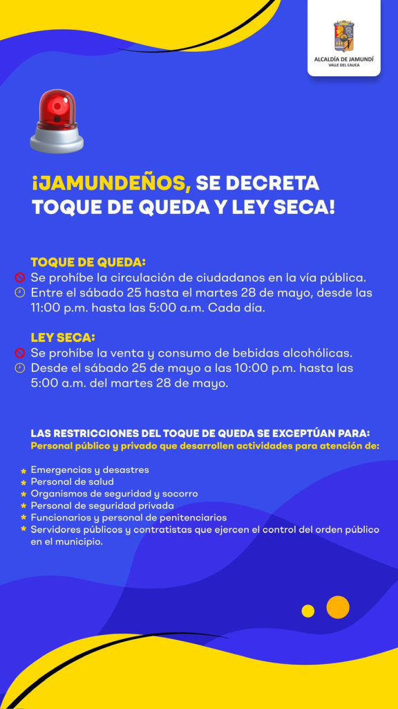 Jamundí decreta ley seca y toque de queda