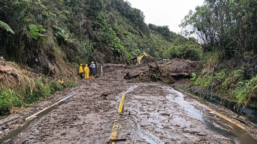 Derrumbe en el Parque Los Nevados Foto: Foto Gobernación de Caldas