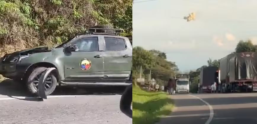 Ataque en la vía Panamericana entre Popayán y Cali Foto: Red de Apoyo Cauca