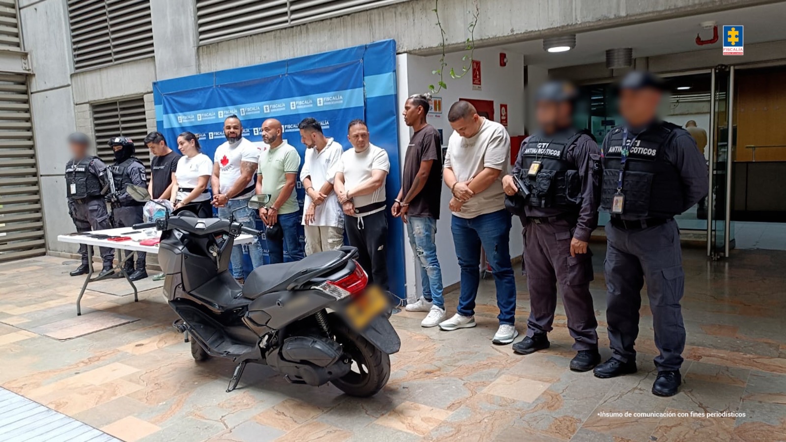 Nueve presuntos integrante la de la organización delictiva Foto: Fiscalía General de La Nación