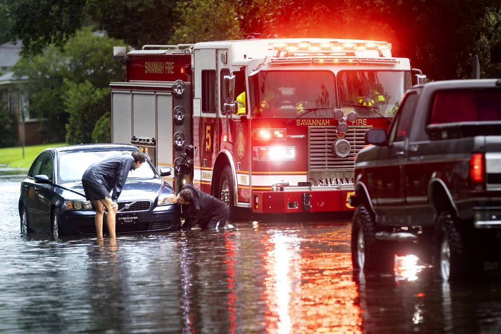 Inundaciones este 5 de agosto de 2024, en Savannah, Georgia. Foto: AP Foto/Stephen B. Morton