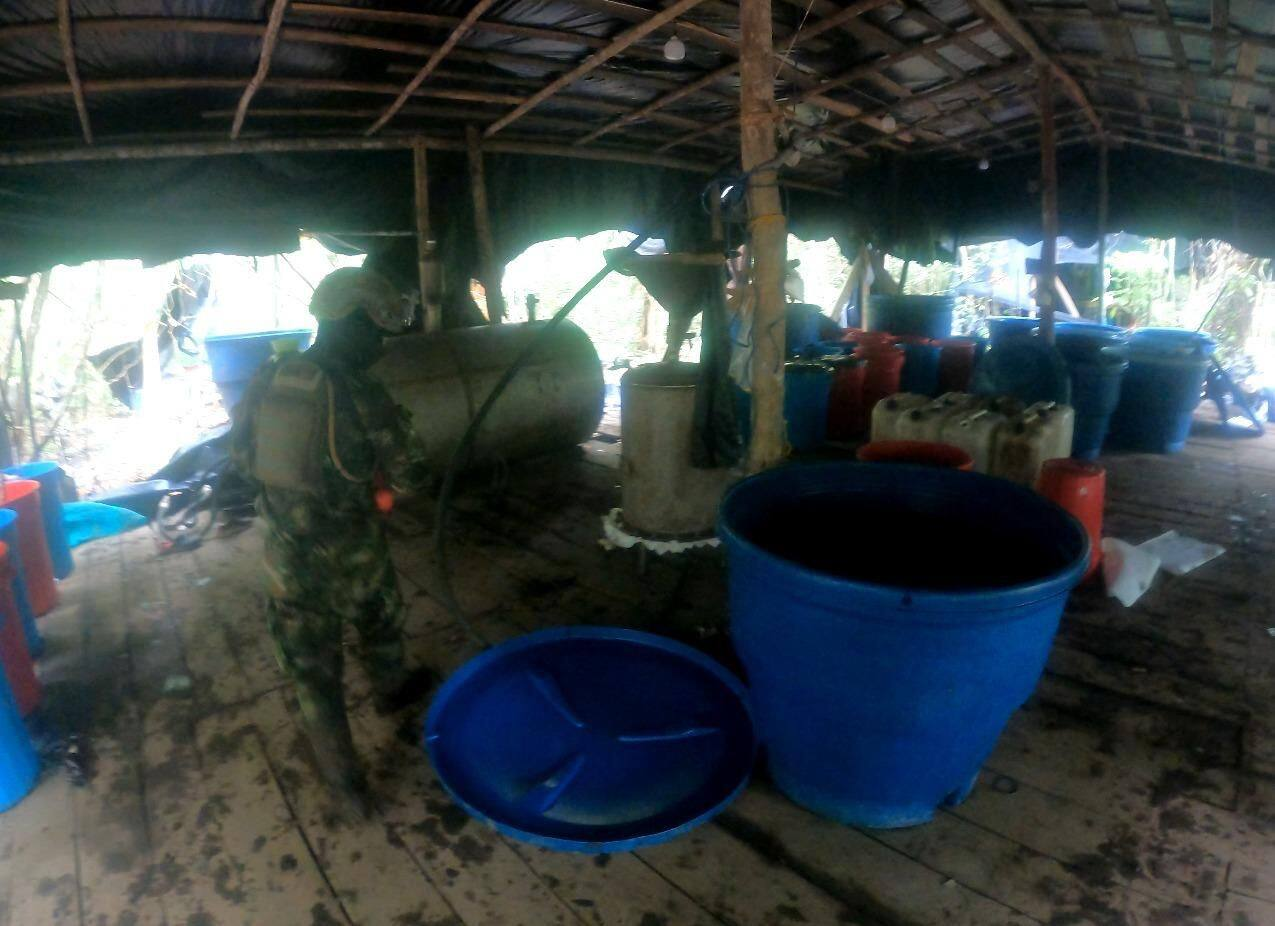 Laboratorio en Putumayo. Foto: Ejército Nacional