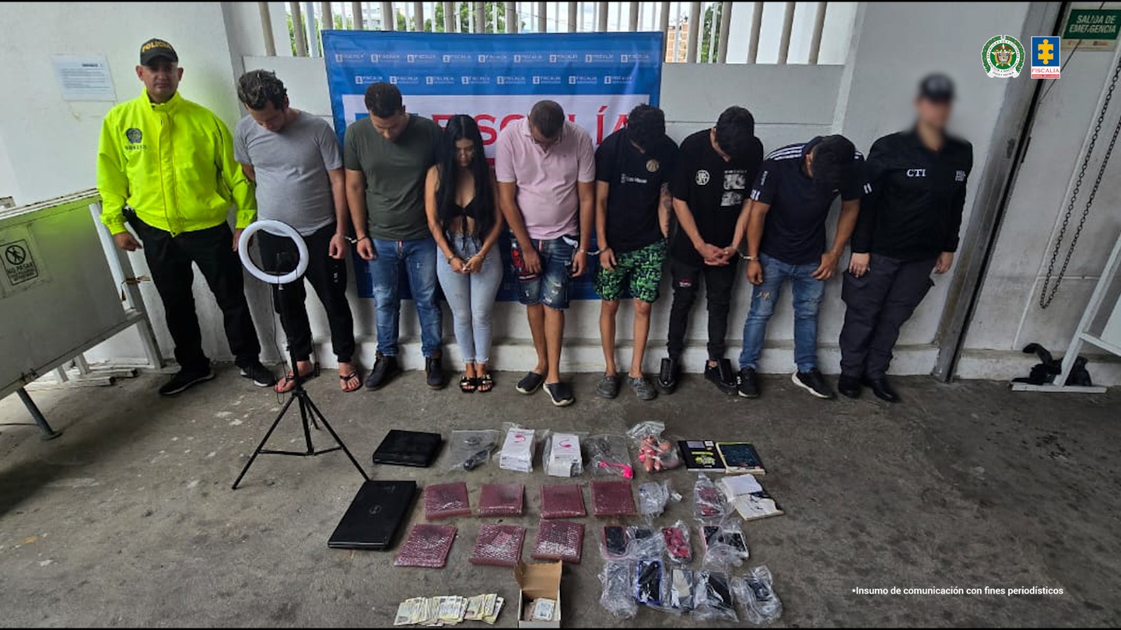 Capturados en el operativo entre CTI y la Policía Nacional Foto: Fiscalía