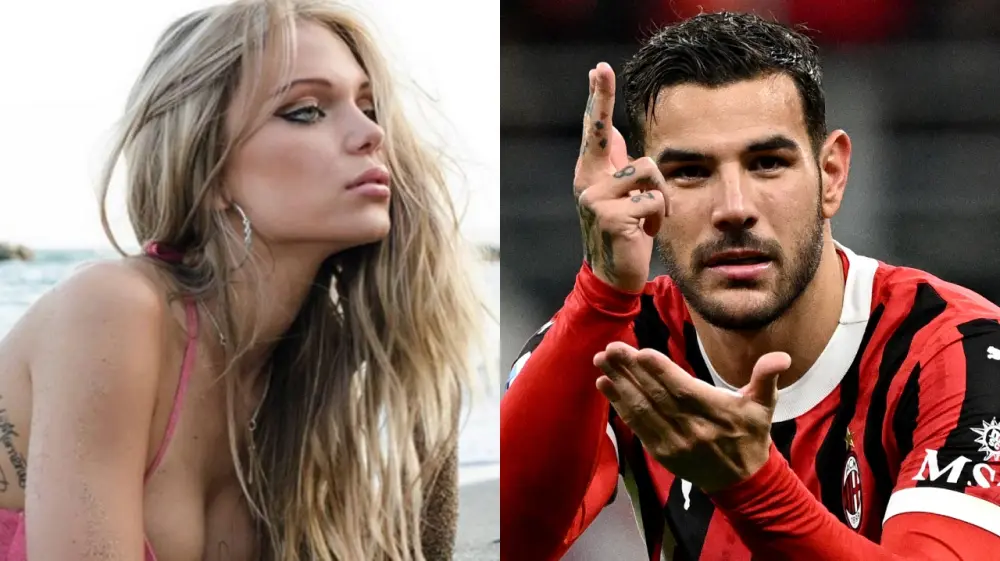 Modelo Luisa Kremleva y futbolista Theo Hernández.Foto: Captura de redes sociales y AFP