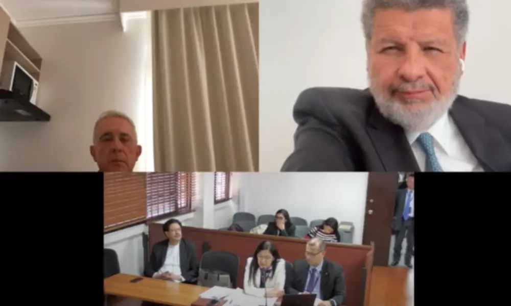 Juicio contra el expresidente Álvaro Uribe Foto: captura de pantalla juicio Fiscalía