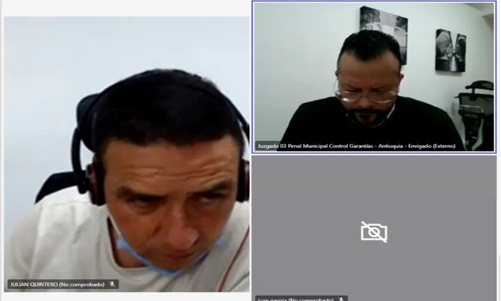 Audiencia de Julián Alberto Quintero Agudelo Foto: Captura de audiencia virtual