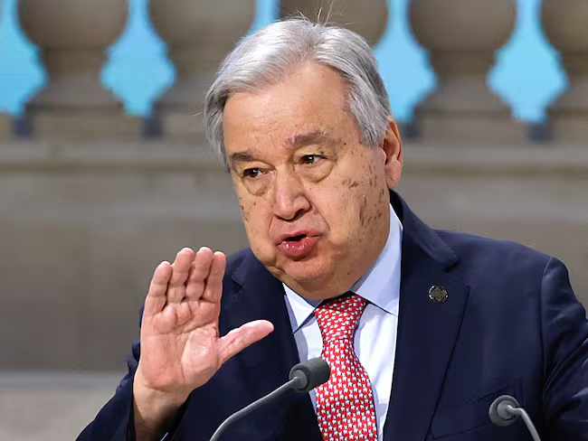 Fotografía del 11 de febrero de 2025 del Secretario General de las Naciones Unidas (ONU), Antonio Guterres, hablando durante un discurso en París (Francia) Foto: EFE/EPA/ Mohammed Badra ARCHIVO / MOHAMMED BADRA (EFE)