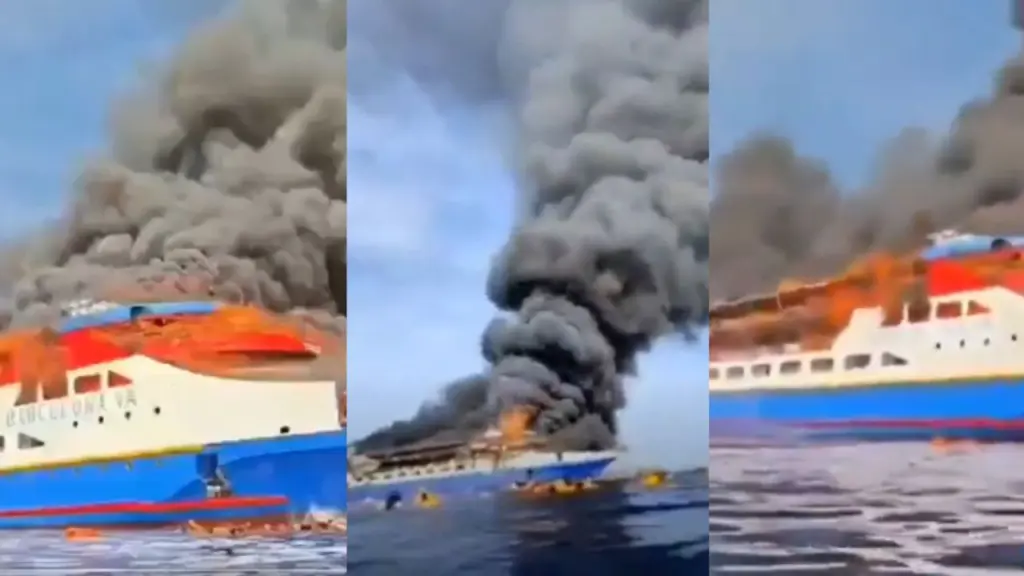 Incendio en ferry de pasajeros deja al menos tres muertos en Indonesia Foto: REDES SOCIALES-Buradio