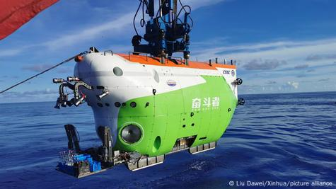 El vehículo sumergible tripulado chino Fendouzhe. Foto: Liu Dawei/Xinhua/