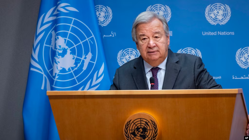El secretario general de las Naciones Unidas, Antonio Guterres, durante una conferencia de prensa en la sede de la ONU, el 9 de octubre de 2023. Foto AP/Craig Ruttle