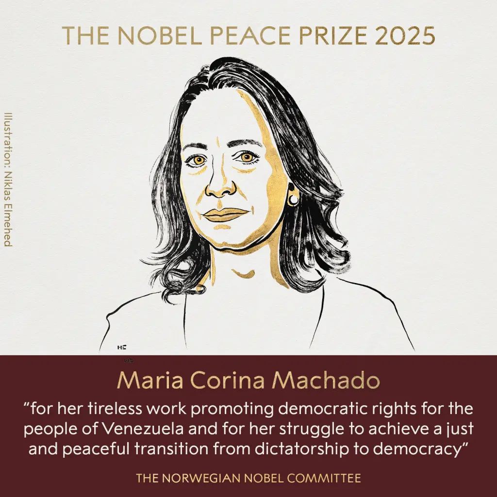 María Corina Machado, Premio Nobel de PazFoto: Premio Nobel de Paz