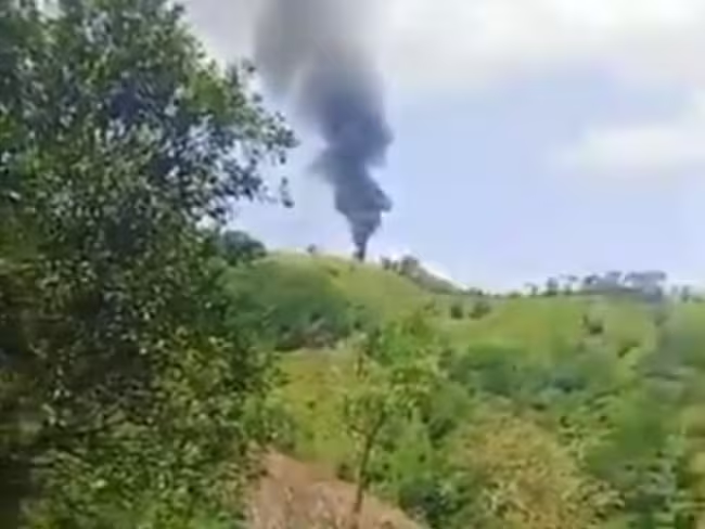 Ataque con dron a helicóptero de la Policía Nacional con personal de aspersión terrestre En Amalfi Foto: wradio