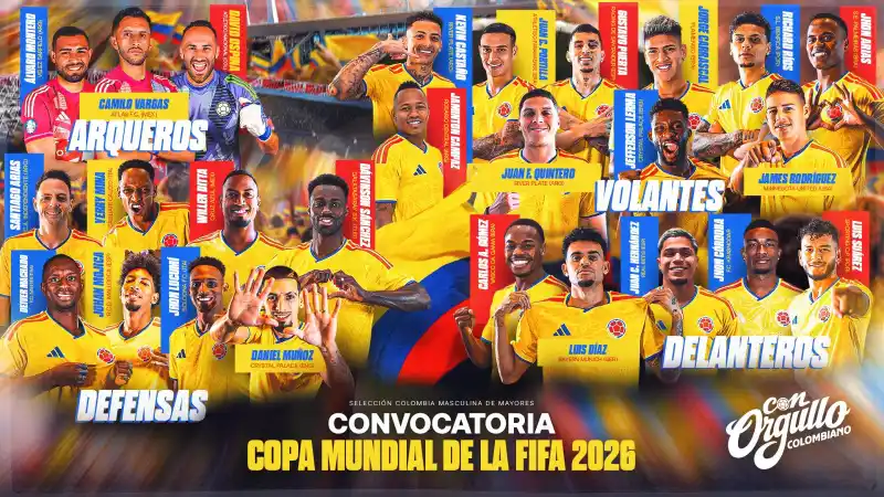 Colombia revela su lista definitiva de 26 convocados para el Mundial 2026